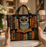 Quilted Tote Bag - Owl and Ancient Books