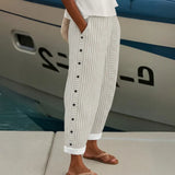 Bernadette | Stylish Striped Button Trousers