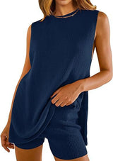 SAVINA™ – Sleeveless Lounge Pullover & Shorts Duo