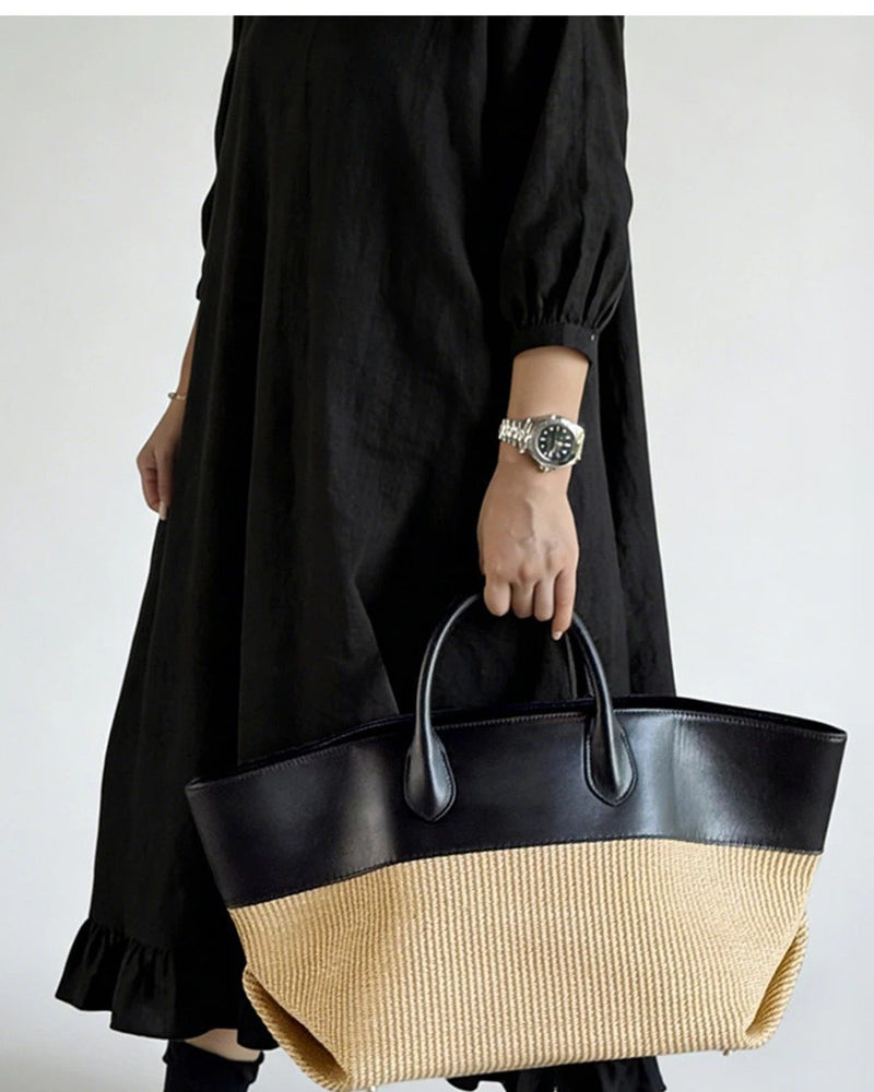The Colorblock Woven Tote Bag