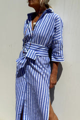 Sunna | Timeless Striped Shirt Dress with Elegant Comfort