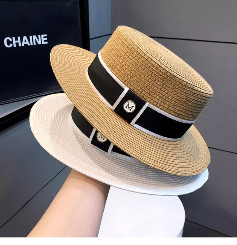 Mia Structured Straw Boater Hat