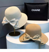 Elena Fine-Weave Cloche Hat with Crystal Bow Charm