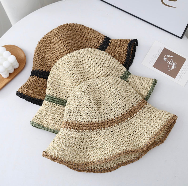 Bella Striped Straw Sun Hat