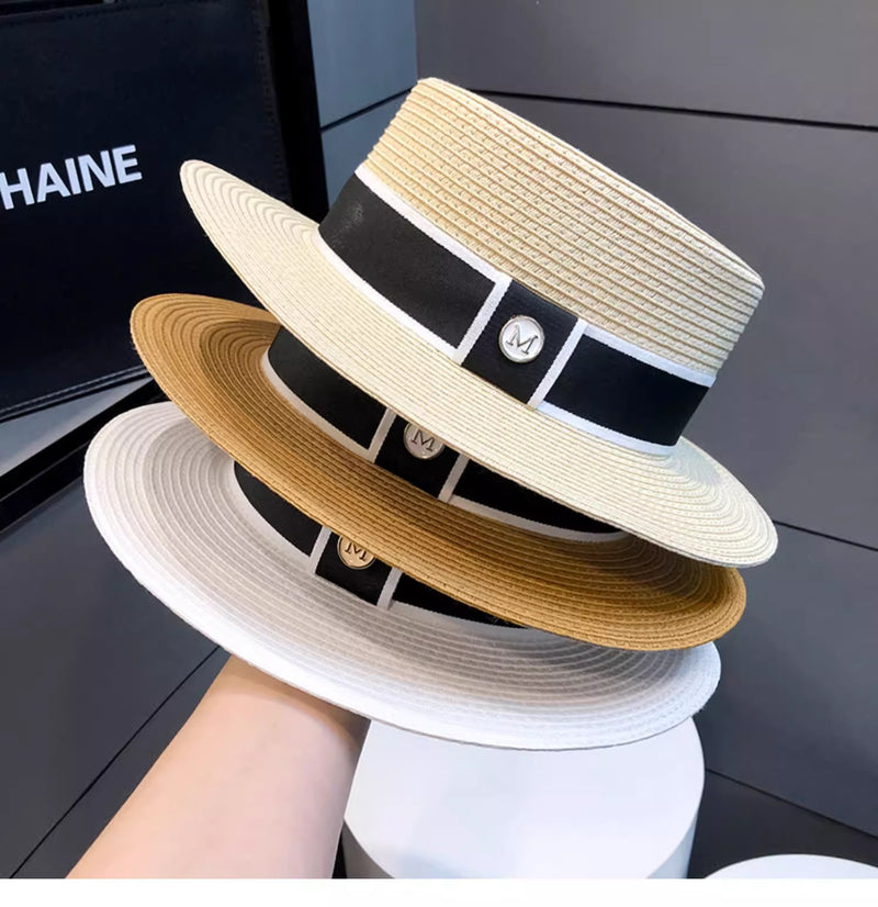 Mia Structured Straw Boater Hat