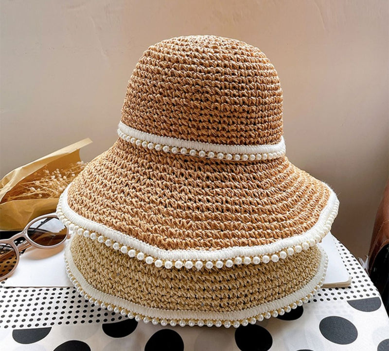 Lily Pearl-Embellished Summer Sun Hat