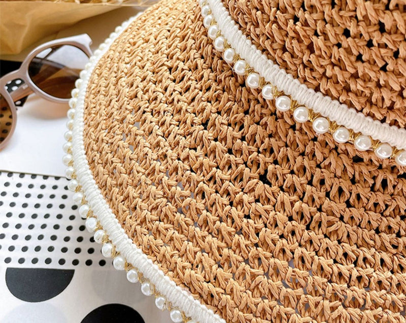 Lily Pearl-Embellished Summer Sun Hat