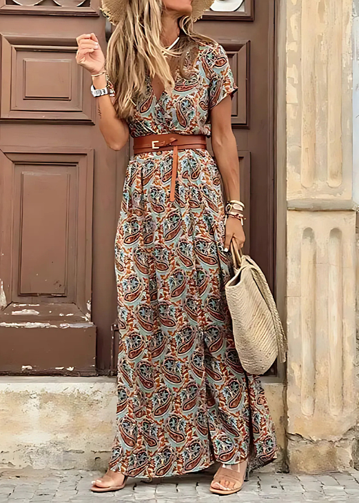 Claire | Robe longue fleurie à fente latérale