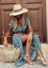 Claire | Robe longue fleurie à fente latérale