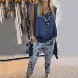 MIREYA™ - Asymmetrical Top & Floral Pants Set